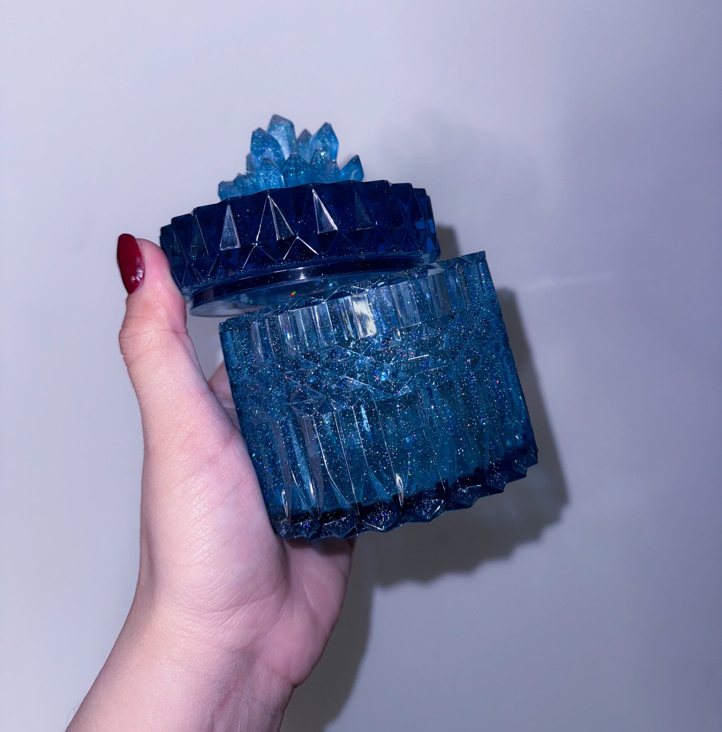 Blue Ripple Quartz Container