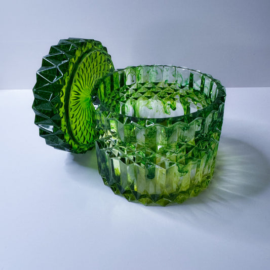 Clear Green Ink Bleed Ripple Container