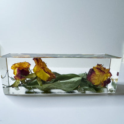 Golden Roses Paperweight Block