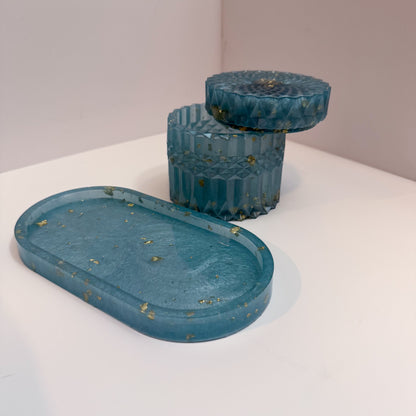 Light Blu' & Gold Ripple Container