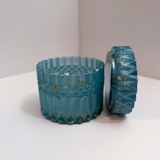 Light Blu' & Gold Ripple Container